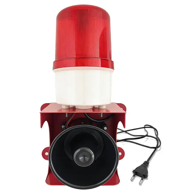 Sirena Alarma Industrial de 120 dB, con Luz Estroboscópica, Sirena Alarma, IP65, Lámpara LED Industrial, Adecuada para Uso Interior y Exterior (Enchufe UE 220 V)