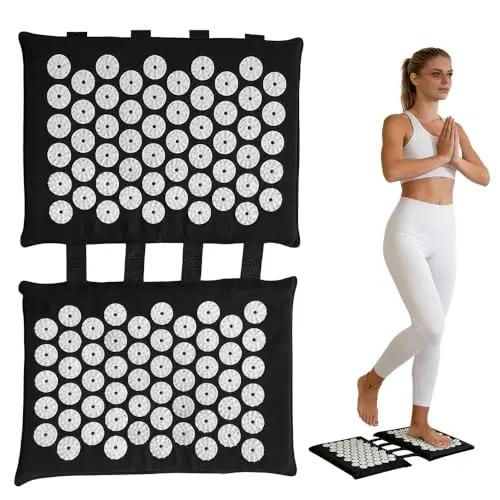 Esterilla de Acupresión para Pies y Espalda, 2x34cm Esterilla de Acupresión para Pies con 110 Puntos para Masaje de Acupresión y Relajación, Esterill-a de Acupuntura para Oficina, Viajes y Hogar