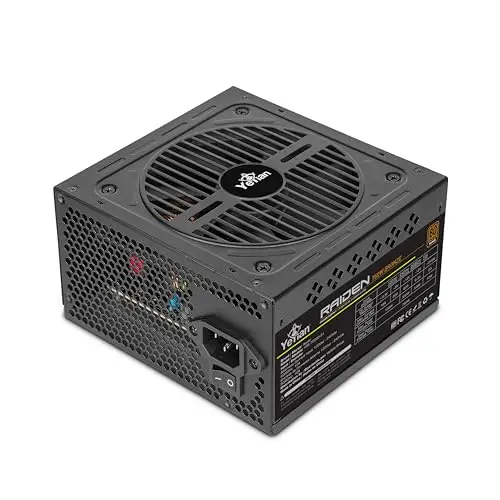 YEYIAN Raiden 750W Fuente de Alimentación No Modular PC 80+ Bronce | PCIE 6+2 | ATX 12V Ver 2.3 | 80 Plus Bronze | Cables Planos | Ventilador 120mm | PC Gaming Compatible Intel Nvidia AMD (Negro)