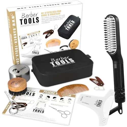 BARBER TOOLS Set/kit de cuidado y mantenimiento para barba + alisador de barba y cabello