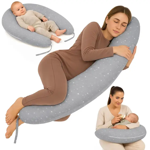Totsy Baby Cojin Lactancia y Embarazo 190cm – Almohada para Dormir de Lado Descanso y relajación Ideal para futuras mamás Forma en C Oeko-Tex
