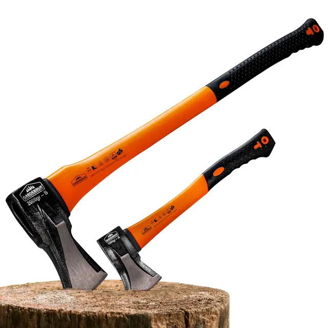GARDEBRUK® Hachas para Leña de Mano Grande 88,5cm,Hacha Pequeña 42,5cm, Acero al Carbono, Universal, Ergonómicas, Herramientas Jardineria Troncos