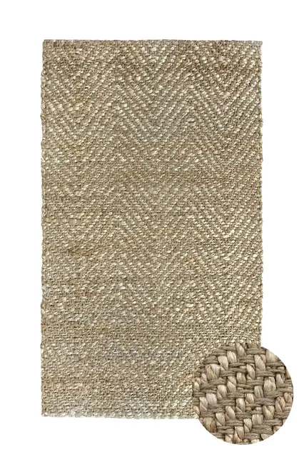 HAMID - Alfombra de Yute Alcázar, 100% Fibra de Yute Natural, Alfombra Suave, Tejida a Mano, Alfombra de Salón, Comedor, Dormitorio, Pasillos, Entrada - Natural (110x60cm)