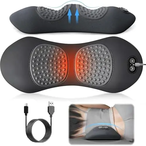 Masaje De Espalda 3 En 1,Dispositivo De Masaje De Espalda 3 En 1,Masajeador De Espalda, Con Calor, TraccióN Y VibracióN,Aliviar El Dolor De CiáTica Y Lumbar, Soporte Lumbar ErgonóMico (Black)