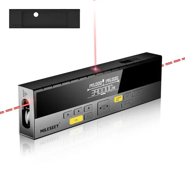 MiLESEEY DP20 Pro Medidor Láser de Doble Haz, Telémetro Recargable de 120m con Referencia Láser Central y App, Pantalla Retroiluminada de Segunda Generación con Unidades en Pies/Pulgadas/Metros