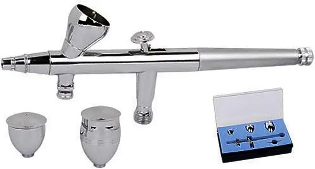 Fengda - Pistola de aerógrafo Profesional de Doble acción para Tatuaje, Arte de uñas, Maquillaje, artesanía, Pastel, pulverización, modelismo, con Kit de Limpieza aerógrafo
