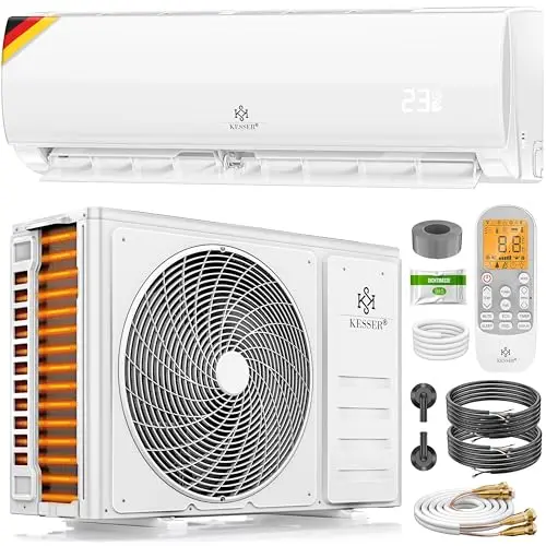 KESSER® Kit de aire acondicionado split Quick Connect 9000 BTU 3,4 kW – WiFi y aplicación Aire acondicionado con función de calefacción y modo de refrigeración Aire acondicionado de pared,