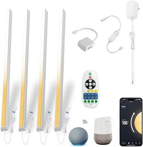 Cefrank – Kit de 4 Barras LED Inteligentes para Bajo Armario, Forma en V de 30 cm, Luz Regulable de 2700K a 6000K, 3W por Barra, con Control por App, Compatible con Alexa y Google Assistant