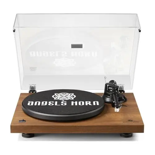 ANGELS HORN Tocadiscos de Vinilo, Bluetooth Reproductor Vinilo, Giradiscos de Audio para el Hogar Transmisión por Correa de Alta Fidelidad con Cartucho Magnético Móvil AT-3600L