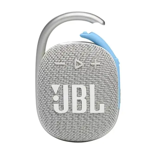 JBL Clip 4 Eco Altavoz Bluetooth inalámbrico, resistente al agua y con 10 horas de batería, blanco