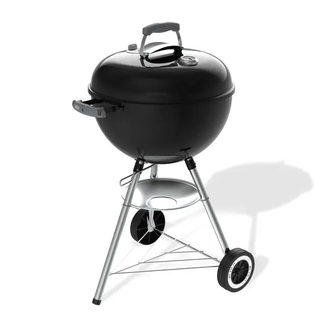 Weber Original Kettle Parrilla de carbón/Tapa y Cuba de Acero esmaltado en Porcelana, Área de cocción: Ø 47 cm, Sistema de Limpieza One-Touch, termómetro en la Tapa, Trípode con Ruedas, Negro