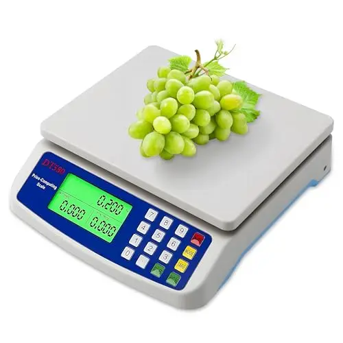 Báscula de cocina digital 40kg, báscula comercial de cálculo de precios, báscula para productos con pantalla LCD y función de tara, báscula digital para delicatessen, puesto de agricultores, mercado