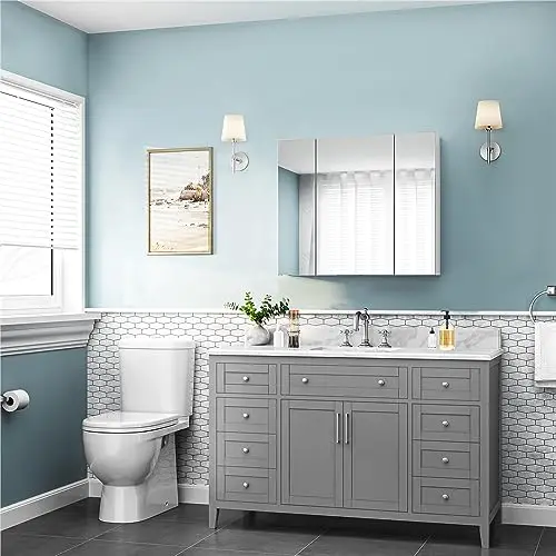 yaheetech armario baño espejo 3 puertas