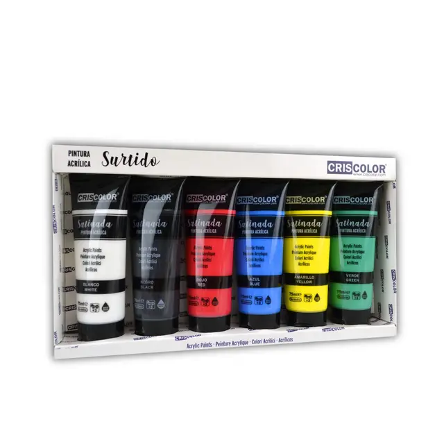 criscolor pack 6 tubos acrílico 75ml
