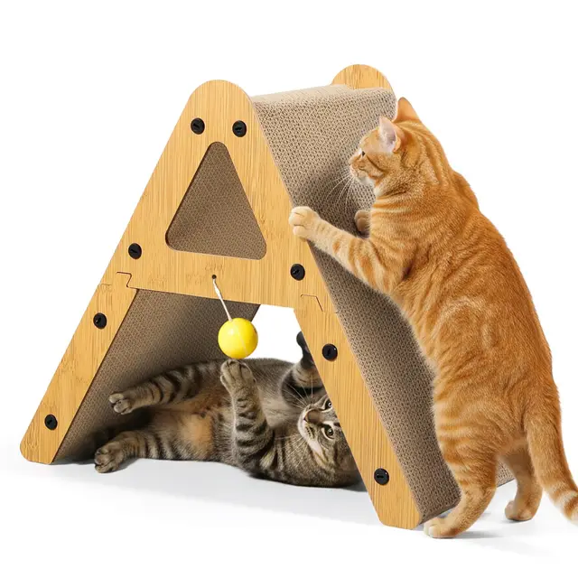 Gimars 43cm Rascador para Gatos en Forma de A, Rascador Cartón para Gatos 3.5 cm de Grosor, Rascador Vertical y Horizontal para Gatos y Casa Cartón Gatos, Rascador Pared para Gatos, Soporta 10 kg