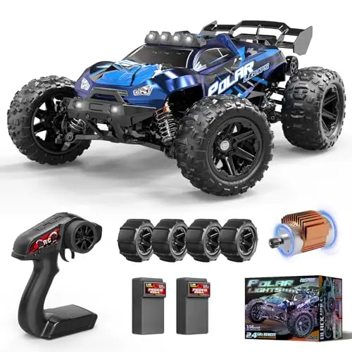 Coche Teledirigido Adulto 1:14 Off-Road 4x4, RC Car Todo Terreno 40 km/h, Remote Control Car con 2 Baterías de 1300mAh y 2 Juegos de Neumáticos, Coche radiocontrol Adulto rápido
