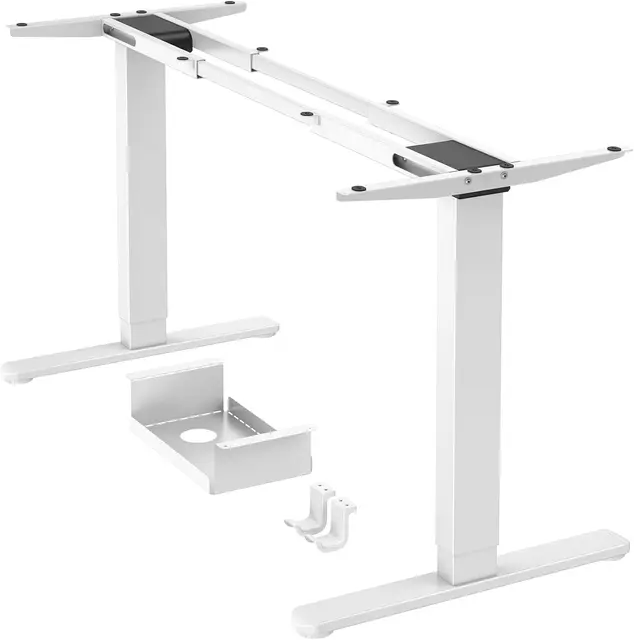 ErGear Escritorio Elevable, Marco con Patas Eléctricas de Ajuste de Altura Dual Motor, Mesa Escritorio Elevable con 4 Controles de Memoria para Oficina en Casa, Soporta hasta 120 kg (Blanco)