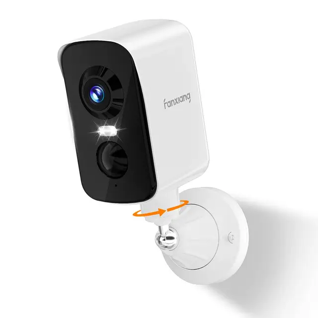 fanxiang Camara Vigilancia WiFi Exterior sin Cables, Cámara de Seguridad Inalámbrica Visión 360° con Batería Recargable, 10M Visión Nocturna Colorida, detección AI, PIR, IP65