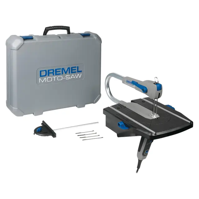 Dremel Moto-Saw MS20 - Sierra de calar estacionaria, 70 W, sierra de calar eléctrica con 1 complemento y 5 accesorios