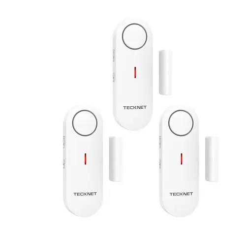 TECKNET Alarmas de Puertas y Ventanas, Sensor Puerta Alarmas para Casa, Alarma y Timbre 2 en 1, Control de Volumen de 3 Niveles, Alarma Puerta con Sirena para Hogar, Tienda, Oficina, Garaje (3 PCS)