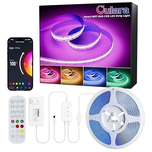OULARA WIFI RGB COB LED Tira 6M,LED Tira de luz Regulable que Cambia de color DC24V, Inteligente Funciona con Tuya/Alexa/Google Assistant,Flexible strip multicolor para TV,Decoración de fiesta DIY