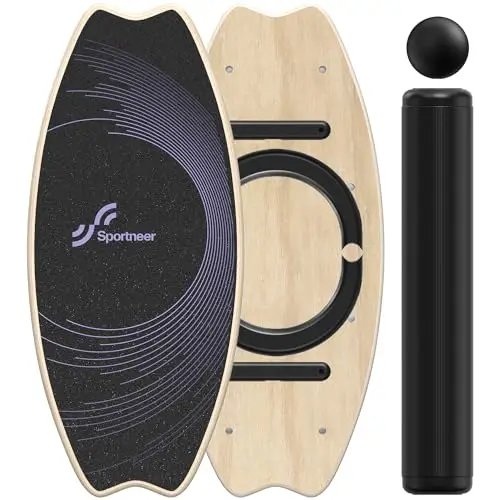 Sportneer - Tabla de equilibrio de madera, monopatín de interior y tabla de equilibrio para niños y adultos