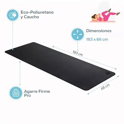Ucan - Esterilla de Yoga Antideslizante | 183 x 68 cm | Colchoneta Gruesa de 5 mm para Pilates, Barre, HIIT y Entrenamiento Funcional | Superficie PU Eco-Friendly