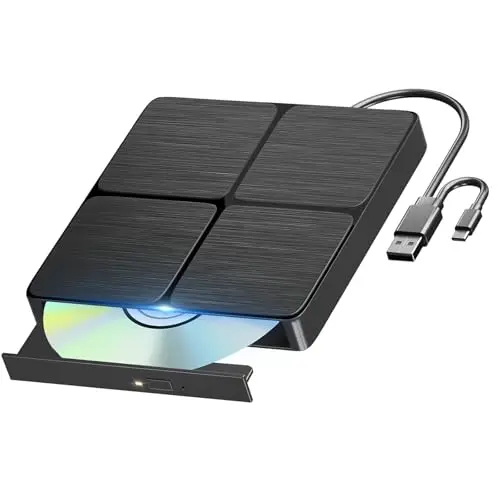 Yaeonku - Unidad de Blu-Ray externa, reproductor de Blu-Ray 3D portátil con USB 3.0 tipo C, lector de CD, DVD, BD, grabadora óptica delgada de Bluray CD/DVD para portátil, MacBook, PC de escritorio