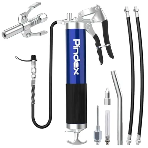 Pindex Prensa de Engrase Manuale con Acoplamiento Rápido,Pistola de Grasa con Boquilla para Aguja de Grasa,Prensa Lubricante Manual para Cartucho de Grasa de 400 CC