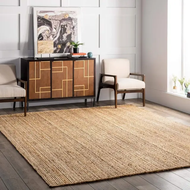 Alfombra trenzada hecha a mano de yute ecológica para el suelo, alfombra de suelo, alfombra de pasillo para mesa central, alfombra lateral de cama, 180 cm x 210 cm