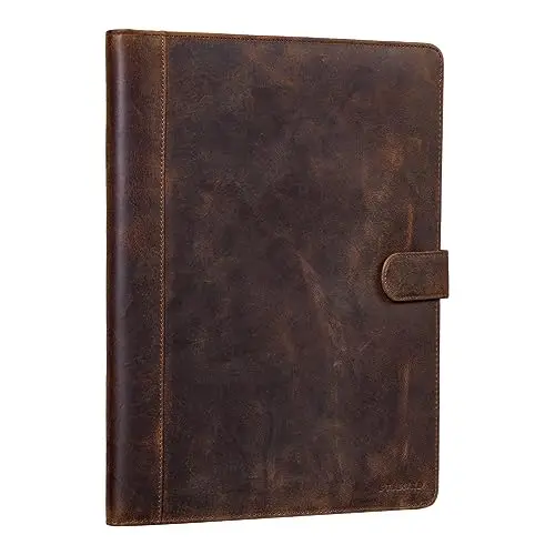 STILORD Lennoxus Portafolio Cuero para Documentos A4 Organizador Maletin Portadocumentos Carpeta de Conferencias 12,9 Pulgadas de Piel Color:obsidiana Negro