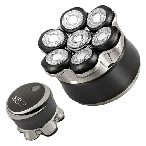 Afeitadora para Cabeza Calva electrica para Hombres Carehabi, IPX6 Resistente al Agua, Recargable, Tipo-C, Cabezal Flotante Magnético 7D, Fácil de Limpiar, Hasta 120 Minutos de Autonomía