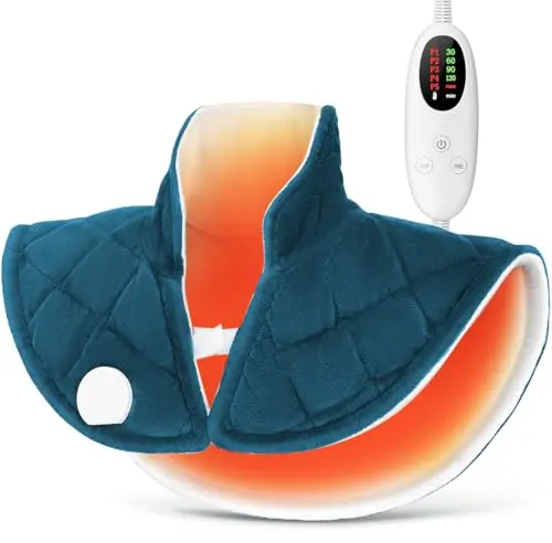 Almohadilla Térmica Cuello con Calentamiento Rápido, Temperatura Ajustable (40-60°C), Uso para Cuello, Hombros y Espalda, Apagado Automático y Lavable a Máquina, 55x45
