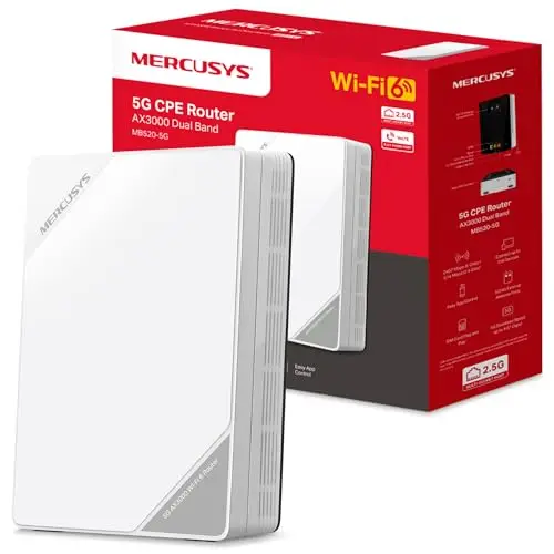 Mercusys MB520‑5G – Router 5G / WiFi 6 Dual Banda AX3000 con módem Integrado, Puerto 2,5 Gbps, Ranura Nano SIM y compatibilidad EasyMesh