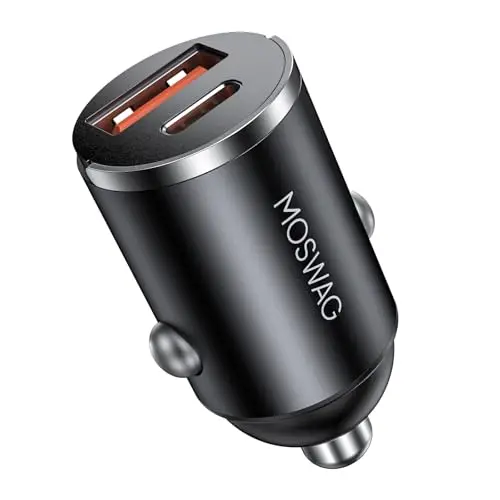 MOSWAG Cargador Coche Carga Rápida, Coche USB Carga Rápida PD, USB C Cargador Mechero Compatible con El iPhone 17/16/15/14 / Pro MAX, El iPad, Samsung Galaxy S24 S23 S22