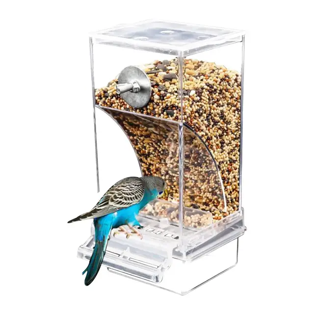 Comedero automático para pájaros para jaula, comedero transparente para periquitos, comedero para loros para cacatúas, accesorios de jaula para pájaros para la mayoría de pájaros, loros, canarios,