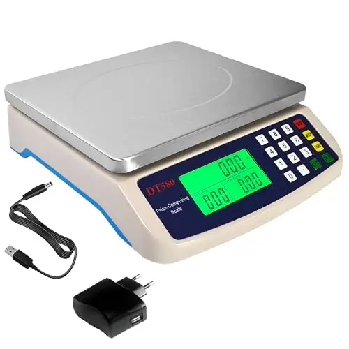 Balanza Comercial Peso-Precio 40kg / 1g, Balanza de Mercado Profesional con Función de Conteo, Ideal para Cocina de Restaurante, Hostelería y Comercios