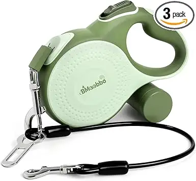 Correa Perro Extensible 8 m, Correa retráctil con Cuerda de Acero Resistente a mordeduras y Soporte para Bolsa de excremento, para Perros de hasta 35 kg, para adiestramiento, Bosque, Playa