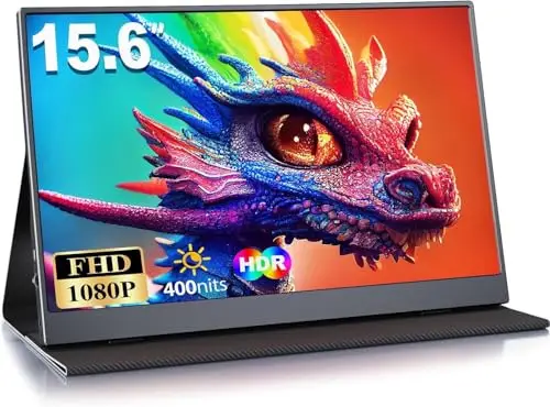 Monitor Portatil, 15.6 Pulgadas Pantalla Portatil, IPS 1080P FHD Portable Monitor con Mini HDMI/USB-C, para Computadora Portátil, PS5, Xbox, Teléfono