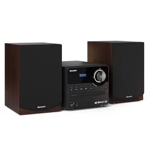 Sharp XL-B517D(BR) Microcadena Sound System Estereo con Radio Dab+, FM, Bluetooth, CD-MP3, reproducción USB, Altavoces de Madera y 45W Color Marron