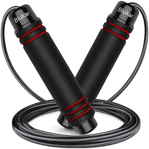 Blukar Cuerda para Saltar, Comba de Saltar con Mango Antideslizante de Espuma Suave Cuerda Ajustable Libre y Rodamientos de Bolas de Rápidos para Fitness, Ejercicio de Intervalos, Crossfit
