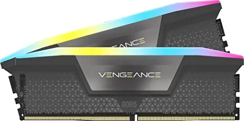 CORSAIR Vengeance RGB DDR5 32GB (2 x 16GB) hasta 6000MHz CL38-44-44-96 1.35V Intel XMP 3.0 AMD Expo Memoria de Ordenador de Sobremesa – Gris
