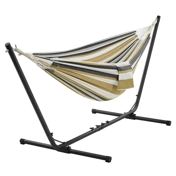 Yaheetech Hamaca con Soporte Ajustable 310/320/330 * 101 * 101,5 cm con Bolsa de Transporte 1-2 Personas Carga 200kg Hamaca para Playa Patio Jardin