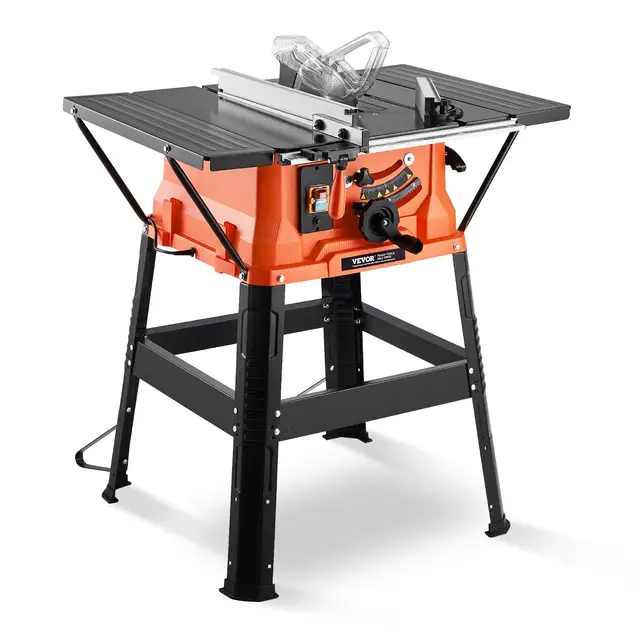 VEVOR Sierra de Mesa de 945 x 850 x 1060 mm con Soporte y Hoja de Sierra de 24 Dientes, Capacidad Máxima de Corte de 200 mm, Velocidad de Corte de 4800 RPM para Carpintería y Fabricación de Muebles