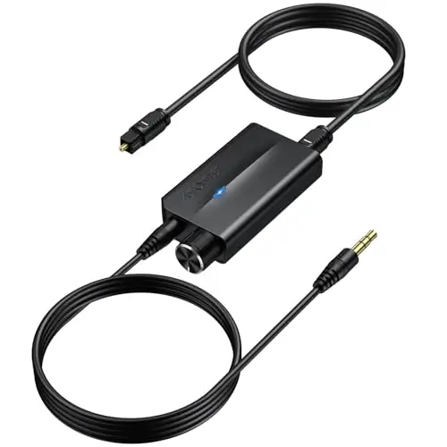 AUTOUTLET 192kHz Convertidor DAC SPDIF a AUX Convertidor de Audio Digital a Analógico Toslink Óptico a Audio 3,5mm con Regulador de Sonido Regulador de volumen para Tele HDTV DVD Blu-ray Consoles