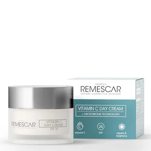 Remescar Crema de Día Vitamina C SPF 20 50ml - Hidratante facial antiarrugas para mujer y hombre - Nutre y revitaliza la piel - Protección solar y luminosidad para un cutis más firme y saludable