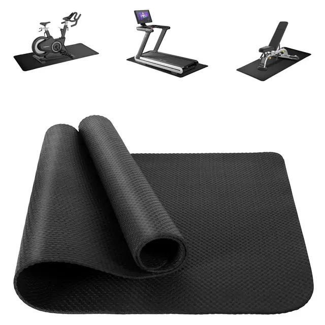 DiULi Esterilla para Gimnasio Casa, 60x120cm Alfombra de Entrenamiento, Esterilla de NBR Antideslizante, Esteras de Ejercicio para Cinta de Correr, Bicicleta Estática, con Bolsa (Negro)