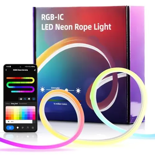 RGB IC 5m Neon Led Strip, WIFI Led Schlauch Streifen für die Wand, Outdoor LED Lichtstreifen, App Steuerung mit Alexa, Syn Music mit Spielzimmerdekoration (Sin control remoto)