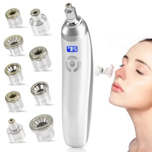 Maquina de microdermoabrasión, Microdermoabrasión Facial con 9 Diamante Recargable USB Sin Cable, Dispositivo de dermoabrasión portátil para Peeling Facial y Limpieza Profunda