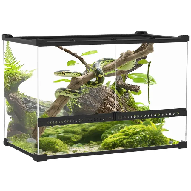 pawhut terrario reptiles 50x30x35cm
